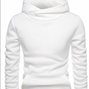 Funnel Neck Fleece Lined Hoodie | White
